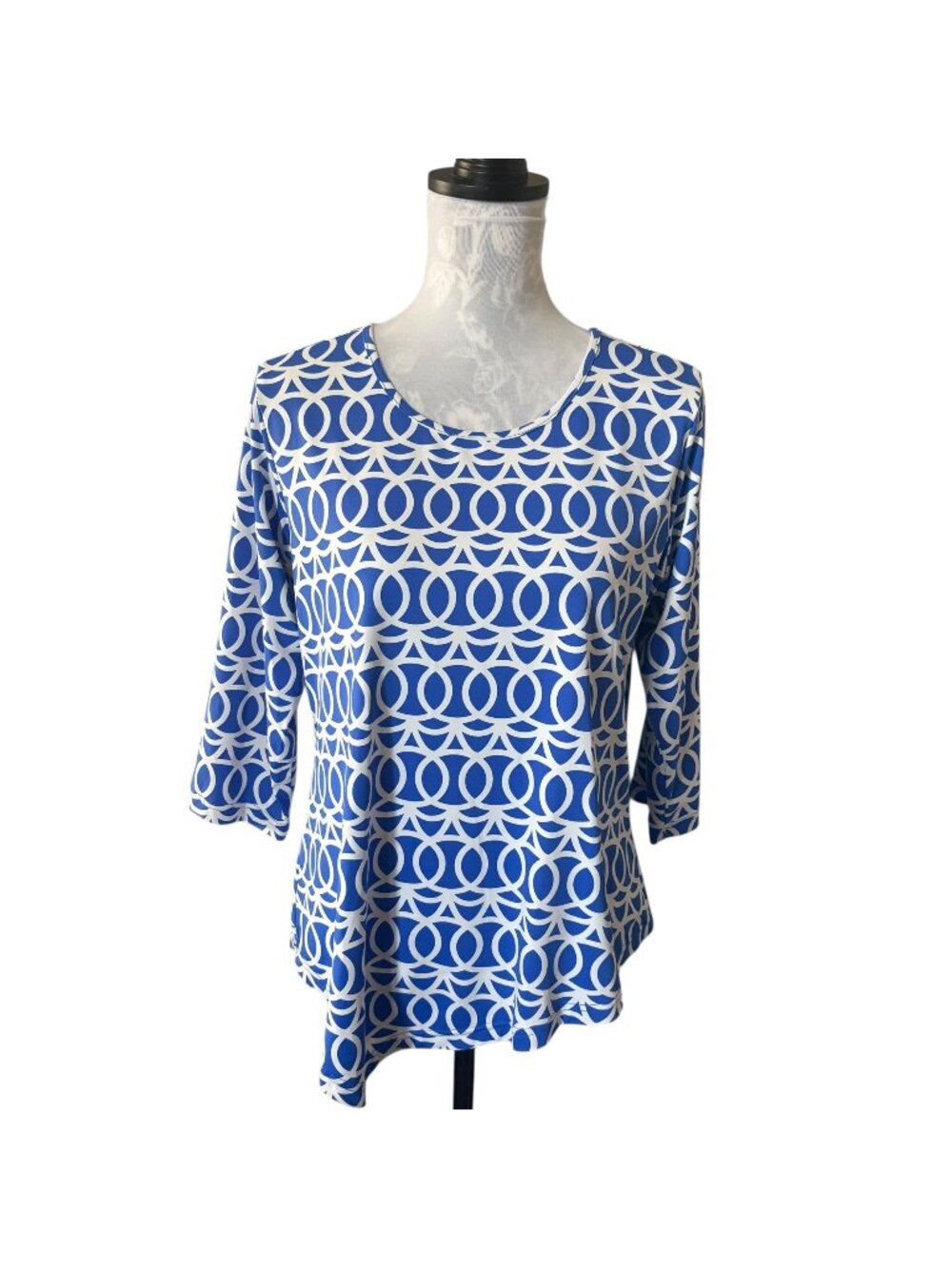 Lulu-B Womens UPF 50+ Top Golf Stretch Asymmetrical Colorful Blue Medium